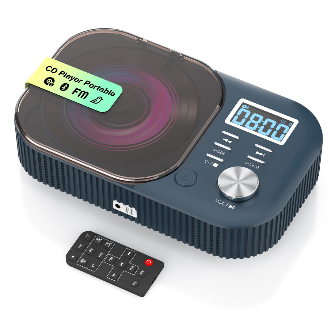 MONODEAL CD Player mit Radio und Bluetooth,White Noise,Stereo Lautsprecher | Wiederaufladbar CD Play