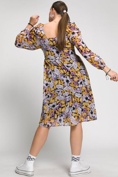 Studio Untold Damen grosse Grössen Übergrössen Plus Size Blumen-Kleid, A-Line, Carree-Ausschnitt, La