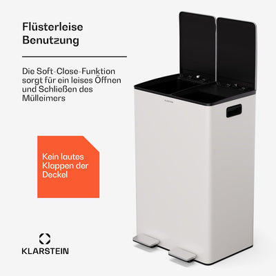 Klarstein moderner 60 L Küchen-Mülleimer (2x30 L) mit effizienter Abfallsortierung, 3 L herausnehmba