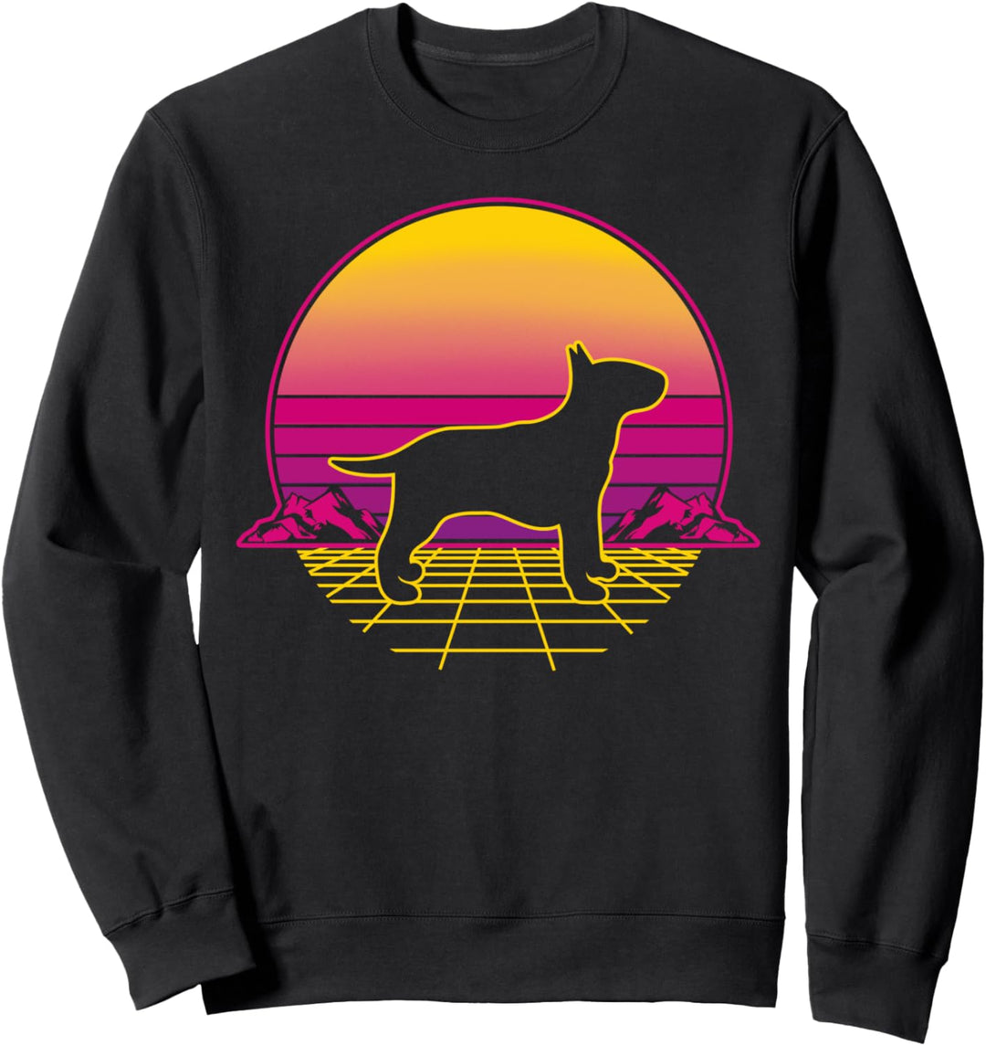 Bullterrier Hund Welpe Retro Vintage Sunset Geschenk Sweatshirt
