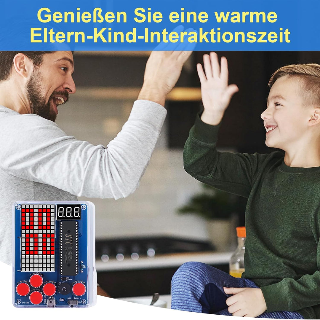 DIY Spielekonsole Löten Bausatz, Elektronik Baukasten DIY Elektronik Lötübungsset mit Acrylgehäuse H