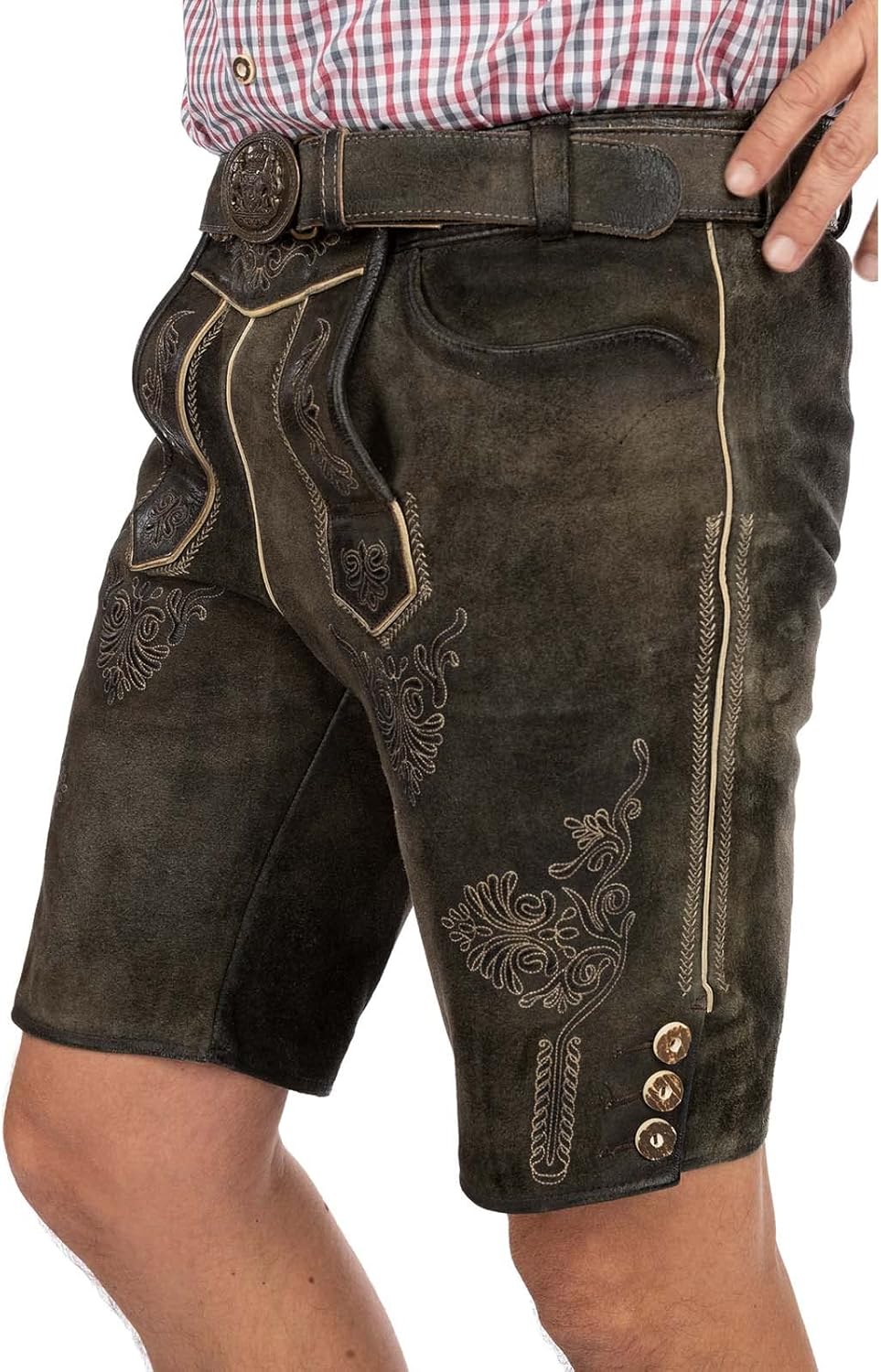 MADDOX Lederhose kurz AMMERSEE antik Smoke 48 Braun, 48 Braun