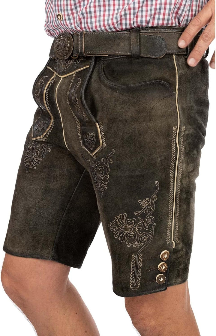 MADDOX Lederhose kurz AMMERSEE antik Smoke 48 Braun, 48 Braun