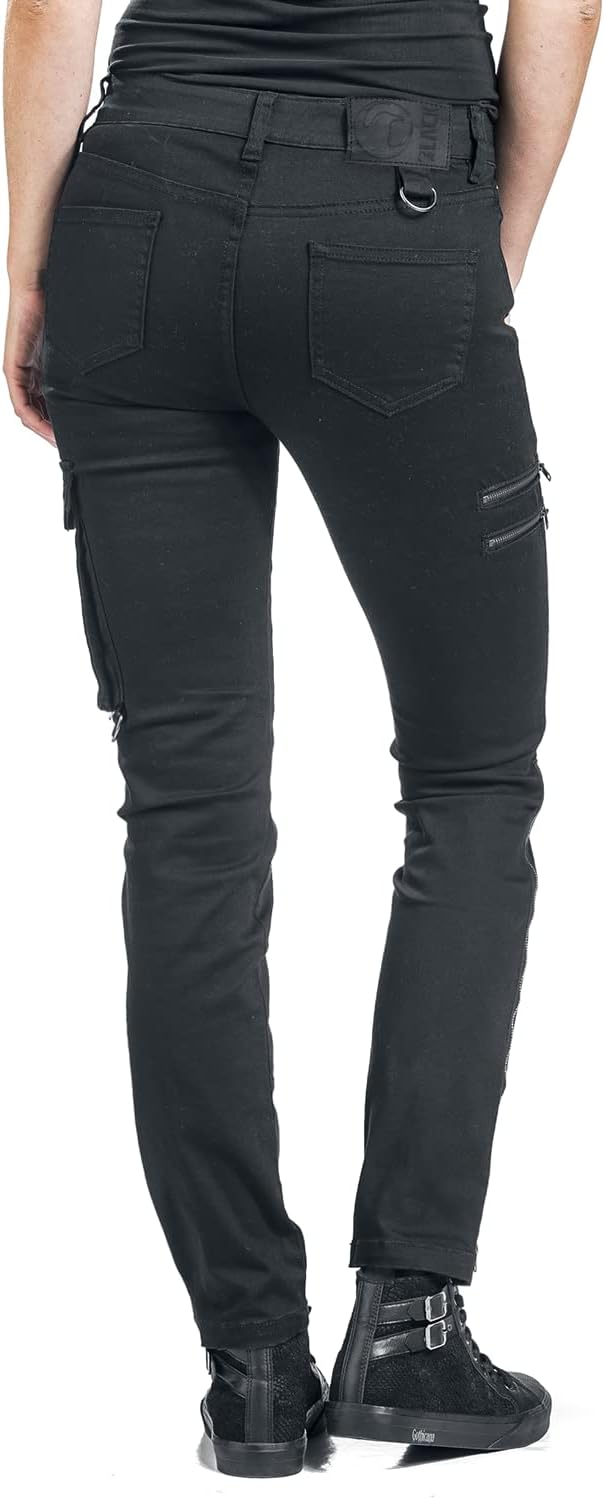 Black Premium by EMP Damen Schwarze Jeans mit Reissverschlüssen W30L34