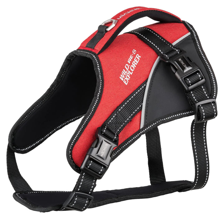 MICHUR Joel Hunde BRUSTGESCHIRR rot, Nylon Hundegeschirr, Hundegeschirr, mit Reflektoren, Neopren, W