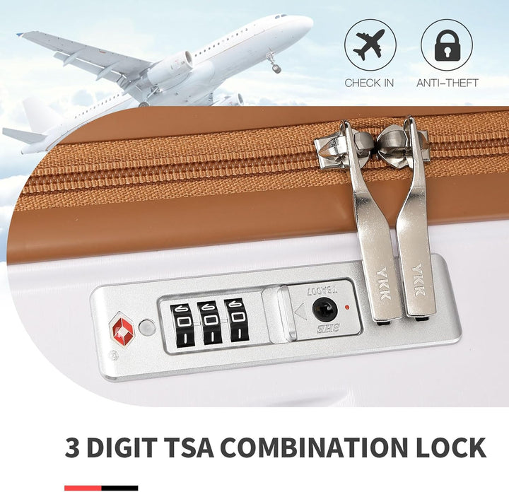 KONO Gepäck-Sets Kofferset 2 Teilig Handgepäck Koffer mit Beautycase (54cm+Kosmetikkoffer, Weiss) We