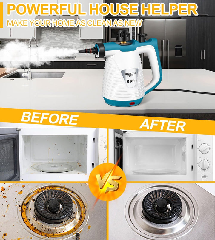 KingSom Dampfreiniger, dampfreiniger handgerät mit 10 Zubehörteilen, Steam Cleaner Handheld, Handdam