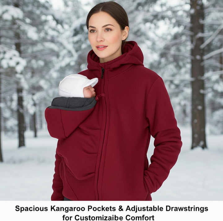 Umstands-Hoodie, Abnehmbarer 3-in-1-Kapuzenpullover mit Kängurutasche, weiche, warme Baby-Tragejacke