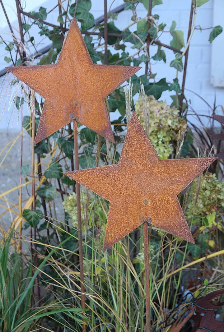 Bornhöft Gartenstecker 2 x 118cm Sterne aus Edelrost Metall Rost Gartendekoration Weihnachten rostig