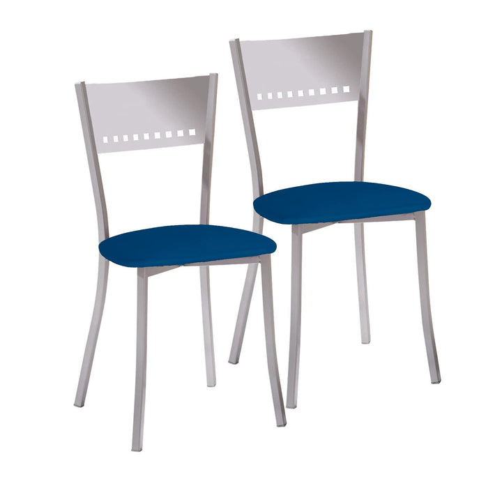 ASTIMESA SCOBAZ Zwei Küchenstühle, Metall Aluminium Kunstleder, blau, Altura de asiento 45 cms
