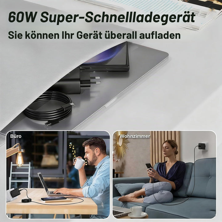 USB C Ladegerät 60W Schnellladegerät Ladekabel 2m für Samsung Galaxy S26 Ultra S25 S24 S23 S22 S21 A