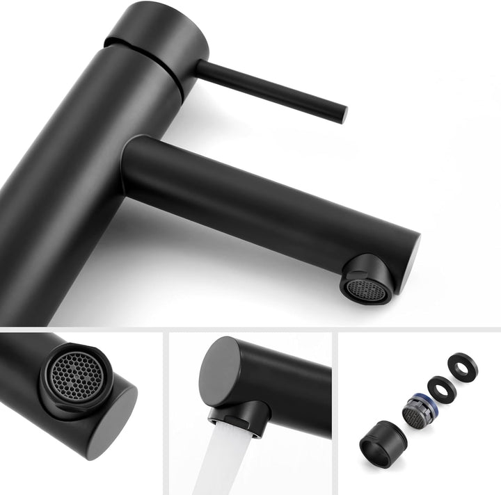CECIPA Wasserhahn Bad Schwarz, Waschtischarmatur Schwarz mit Auslauf Höhe 90mm, Badezimmer Amaturen