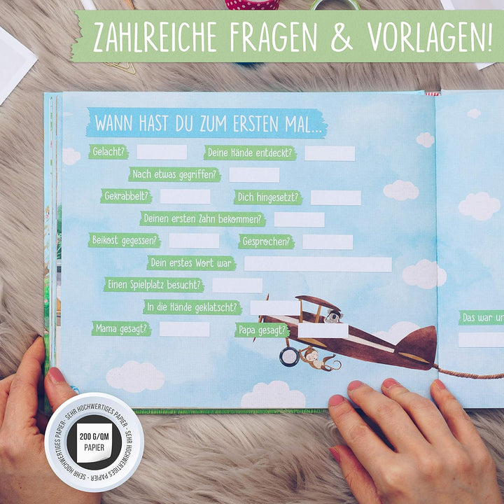 TWIVEE - Babyalbum - Mein erstes Jahr - Mädchen und Jungen - Erinnerungsbuch Baby - Babytagebuch - B