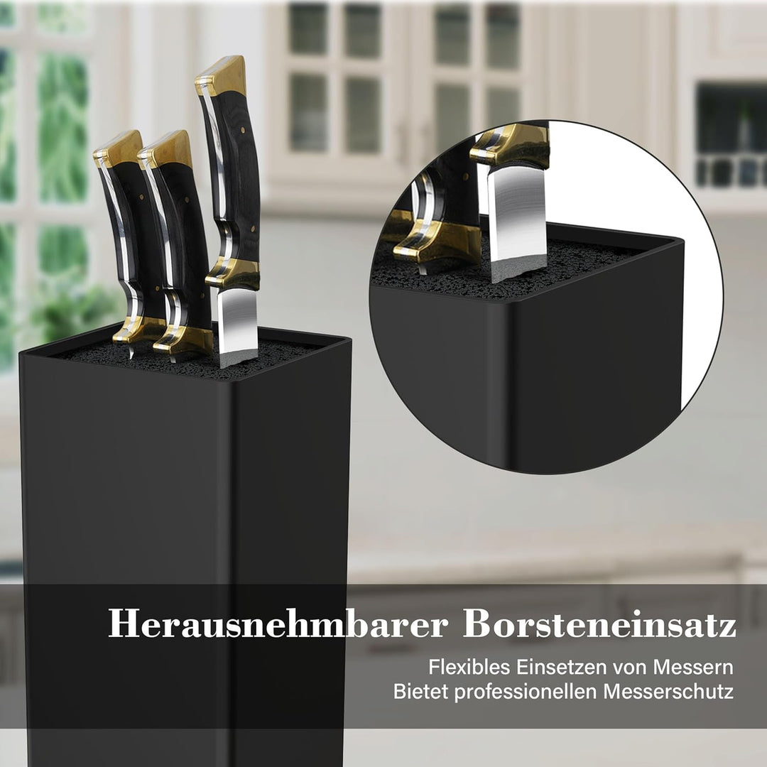 Messerblock ohne Messer, Messerblock mit Borsten Herausnehmbarer, Messerhalter Schwarz Universal für