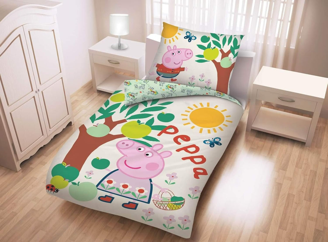 Halantex Peppa Pig Babybettwäsche Kinderbettwäsche 140x200 + 70x90 cm Peppa Wutz