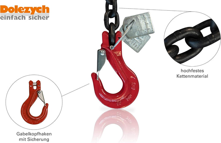 Dolezych Spannzurrkette PowerLash L-150, 6300 daN, 2-teilig, mit Gabelkopfhaken, 3,0 m Länge, Kette