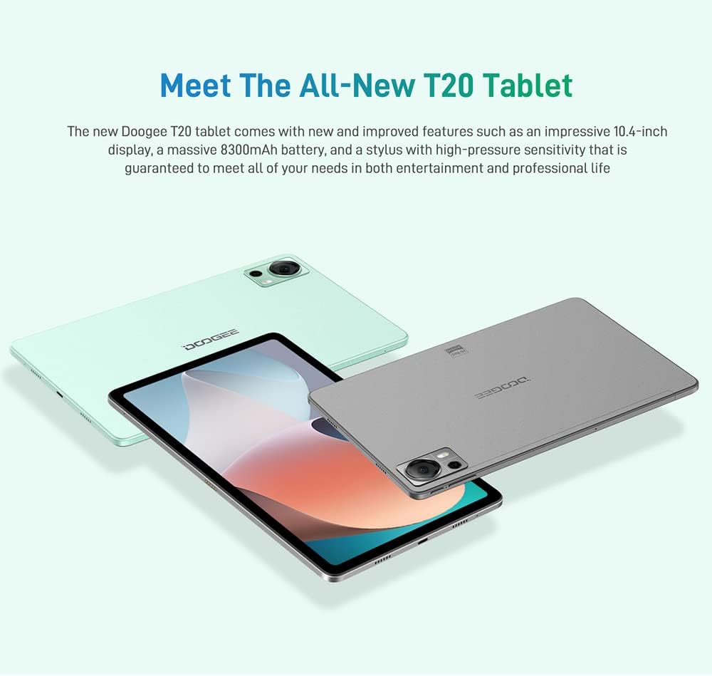 DOOGEE T20 Tablet, 15GB RAM + 256GB ROM (TF 1TB) Octa-Core, Akku 8300mAh, 10.4 2K Vollbildanzeige Po