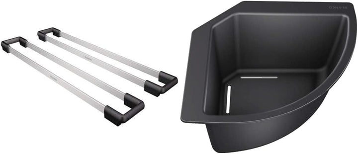BLANCO Top-Schienen aus Edelstahl, 235906, 416 mm & 235866 Eck-Schale Eckschale für Lebensmittel und