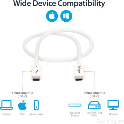 StarTech.com 50cm Passives Thunderbolt 3 Kabel, 40Gbps, 100W PD, 4K/5K Video, Thunderbolt Kabel, Kom