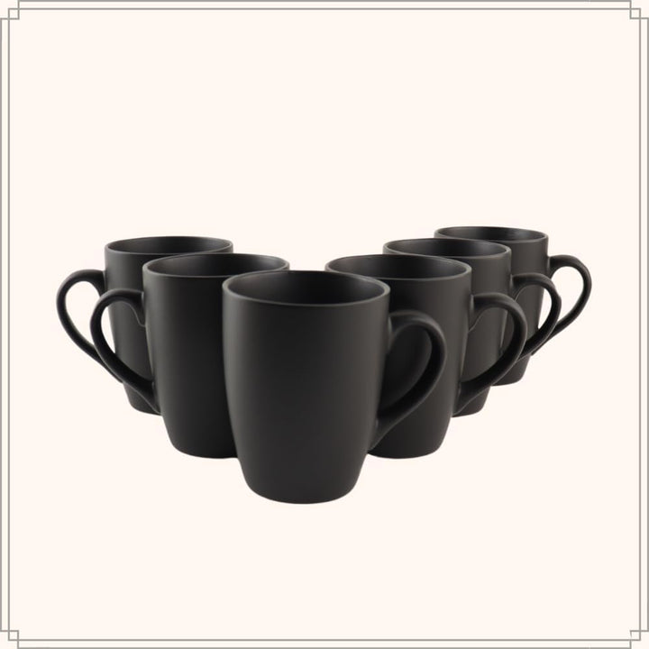 OTIX Kaffeetassen - mit Ohr - 6er Set - Matte - Schwarz - 340ml