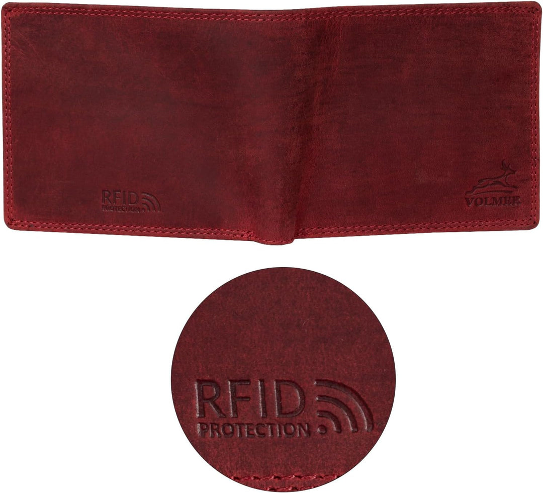 Fa.Volmer ® Leder Geldbörse Herren mit RFID-Schutz - extra-stabile Doppelnaht - 6 Fächer für Kreditk