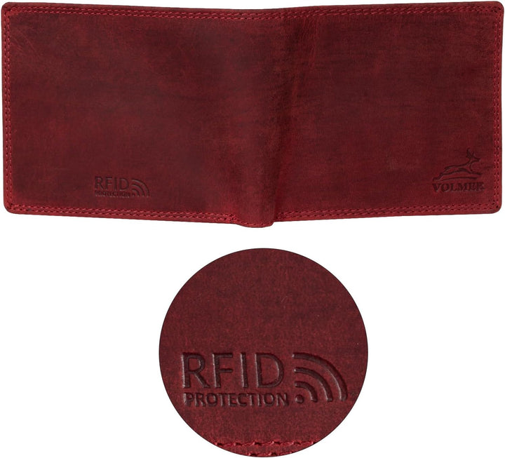 Fa.Volmer ® Leder Geldbörse Herren mit RFID-Schutz - extra-stabile Doppelnaht - 6 Fächer für Kreditk