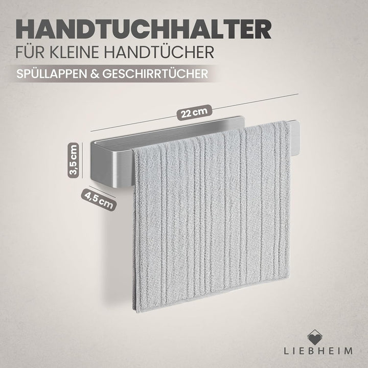 LIEBHEIM Handtuchhalter ohne Bohren - Handtuchstange - Handtuchhalterung | Edelstahl - silber gebürs