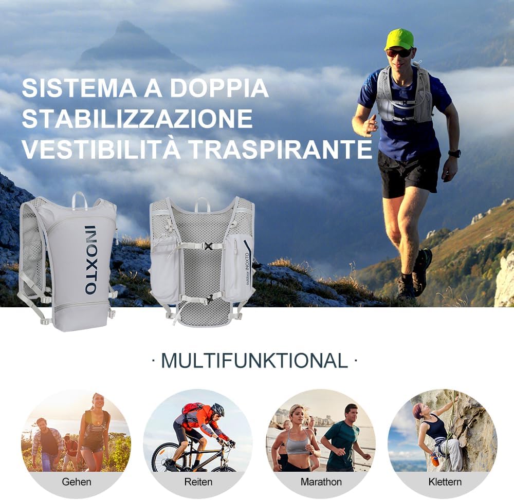 INOXTO Sport Wasserbeutel Weste Mit 1.5l Trinkblasen Running Weste Rucksack FüR Outdoor Wandern Trai