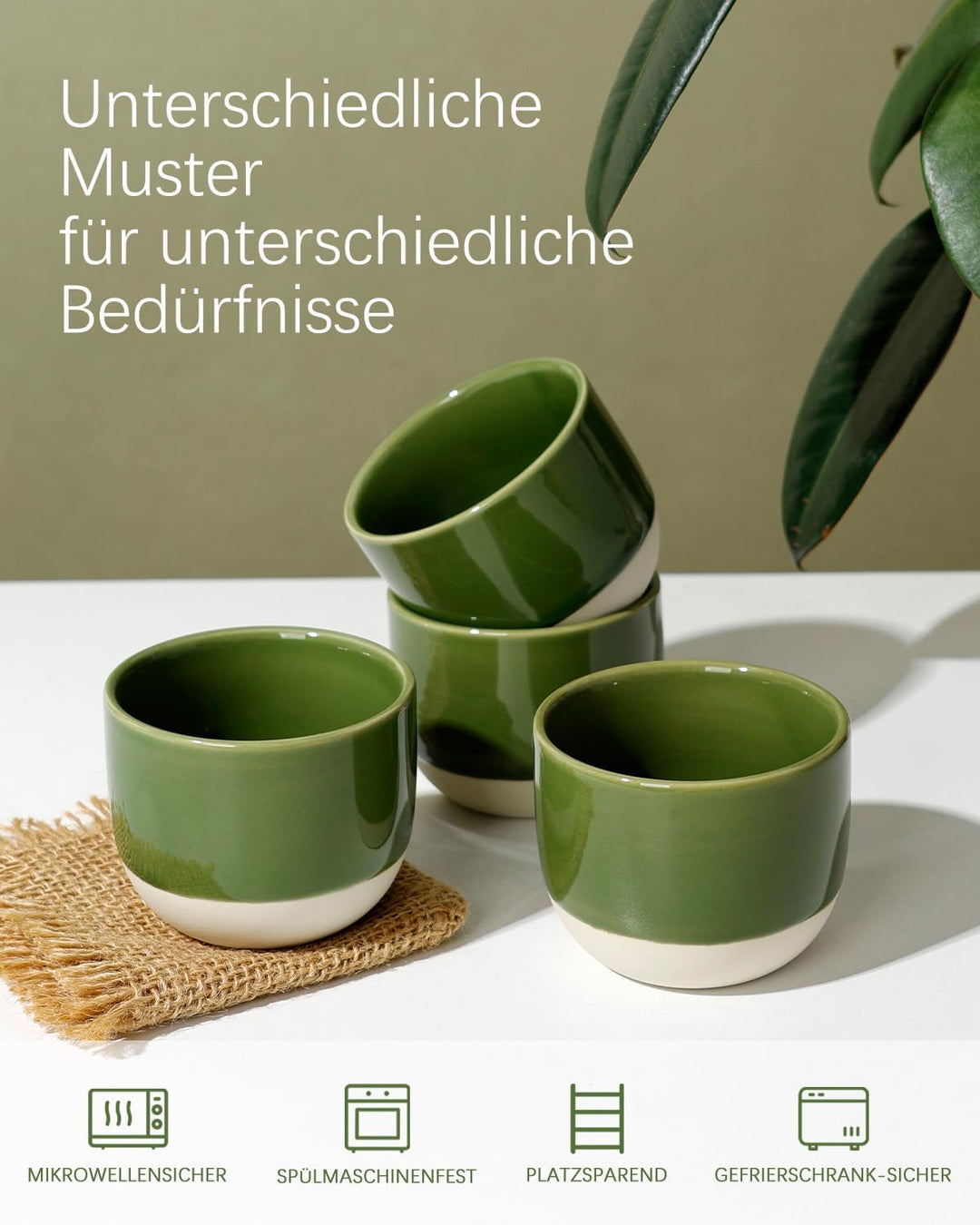 NOVAJOY | Espressotassen Set | 4-teilig | 150 ml | Mini-Espressotasse - Handgefertigt dickwandigem |
