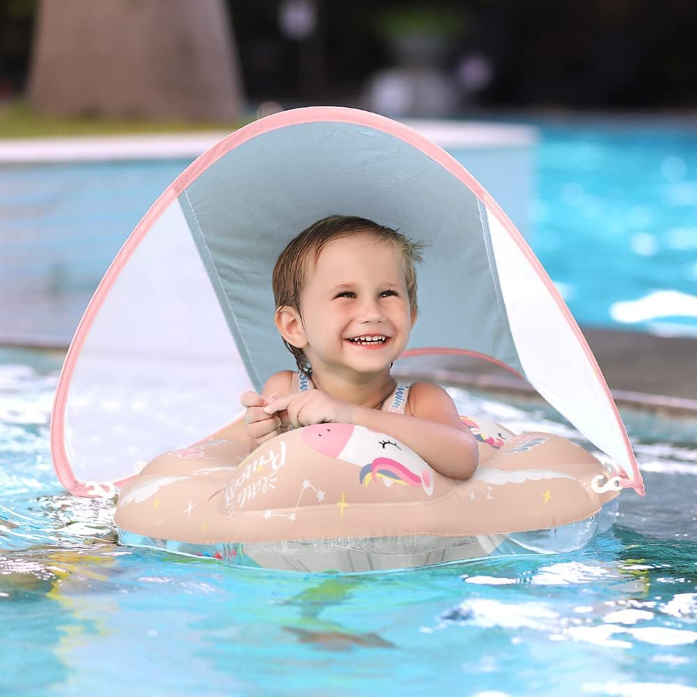 NEU 2023 Schwimmring Baby ab 3-36 Monate, Baby Schwimmring mit Sonnendach Entfernbar, Baby Schwimmhi