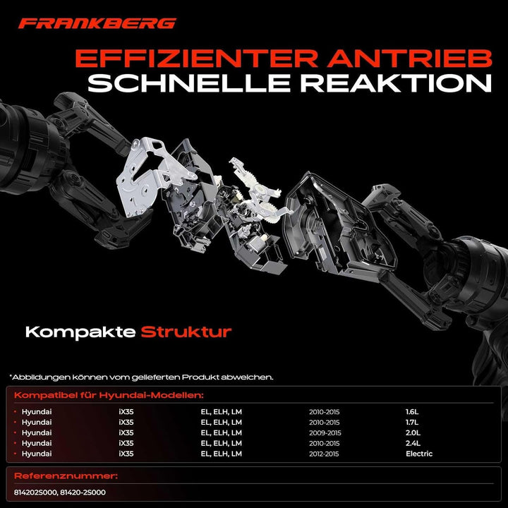 Frankberg Türschloss Stellmotor Hinten Rechts 4-Polig Kompatibel mit iX35 EL ELH LM Alle Motoren SUV