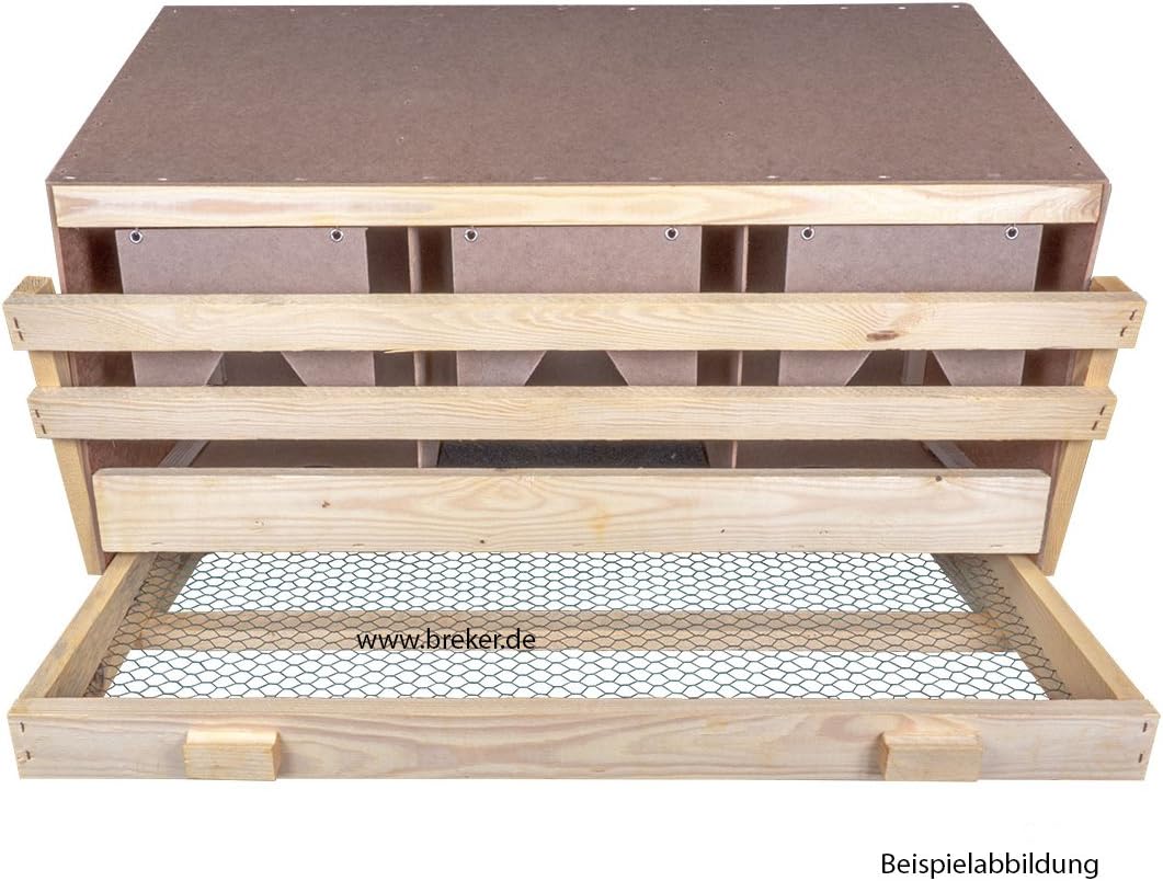 Legenest für Hühner 3er – gerade Unterteil-Variante | Abrollnest aus Holz mit Nestmatten & Auffangwa