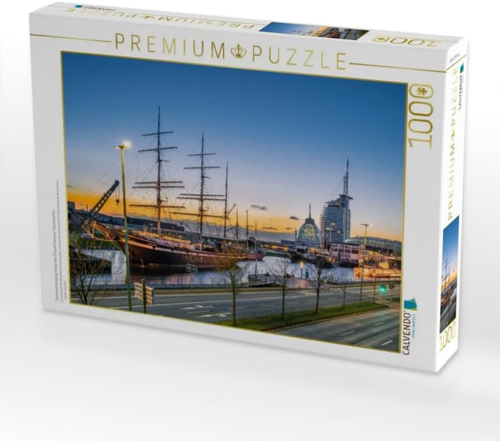 CALVENDO Puzzle Sonnenuntergang hinter den Bremerhavener Havenwelten 1000 Teile Lege-Grösse 64 x 48