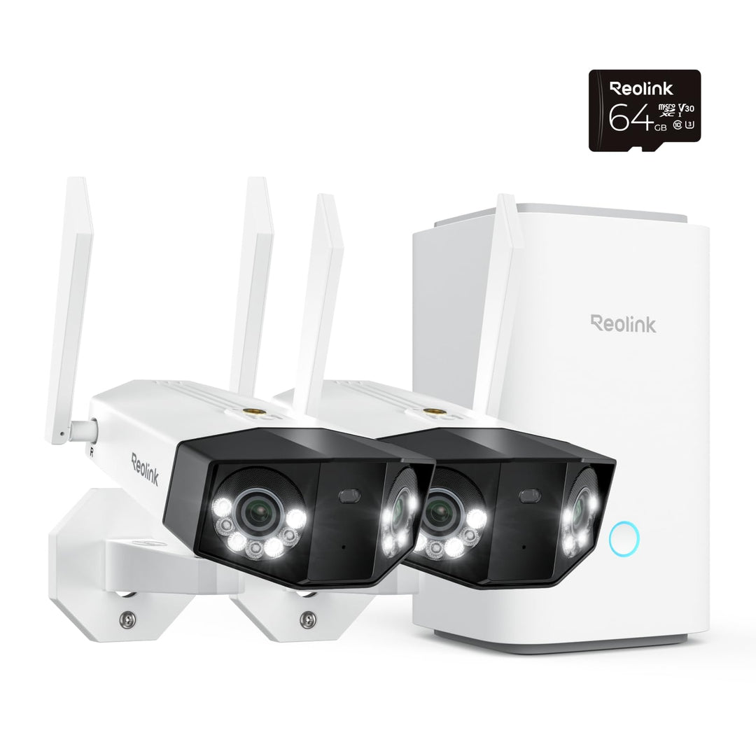 Reolink Duo 3 WiFi x2 mit Home Hub, 16MP Wi-Fi 6 Überwachungskamera Aussen WLAN mit 180° Panoramabli