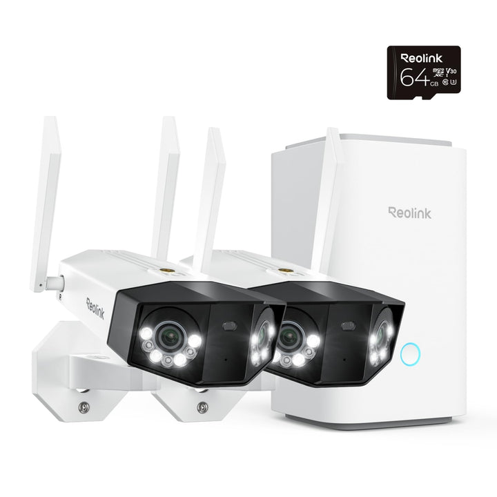 Reolink Duo 3 WiFi x2 mit Home Hub, 16MP Wi-Fi 6 Überwachungskamera Aussen WLAN mit 180° Panoramabli