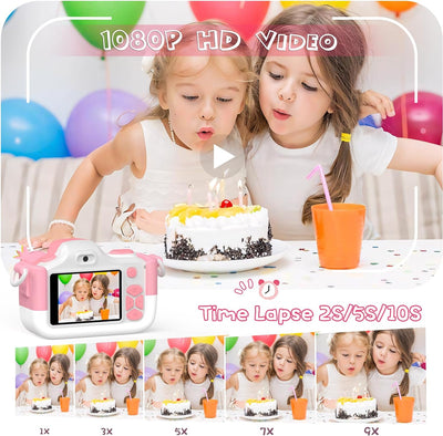 Kriogor Kinder Kamera, Digital Fotokamera Selfie und Videokamera mit 16 MP/Dual Lens/ 2 Inch Bildsch