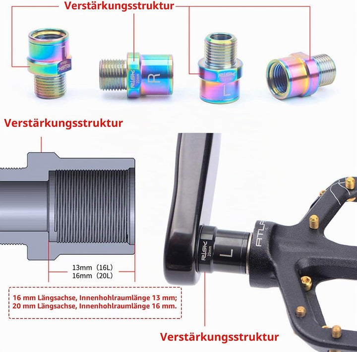 Bike Pedal Spacer Extender, Hochleistungs-Titanlegierung 9/16 "Pedaladapter Spacer Fit Bike SPD MT M
