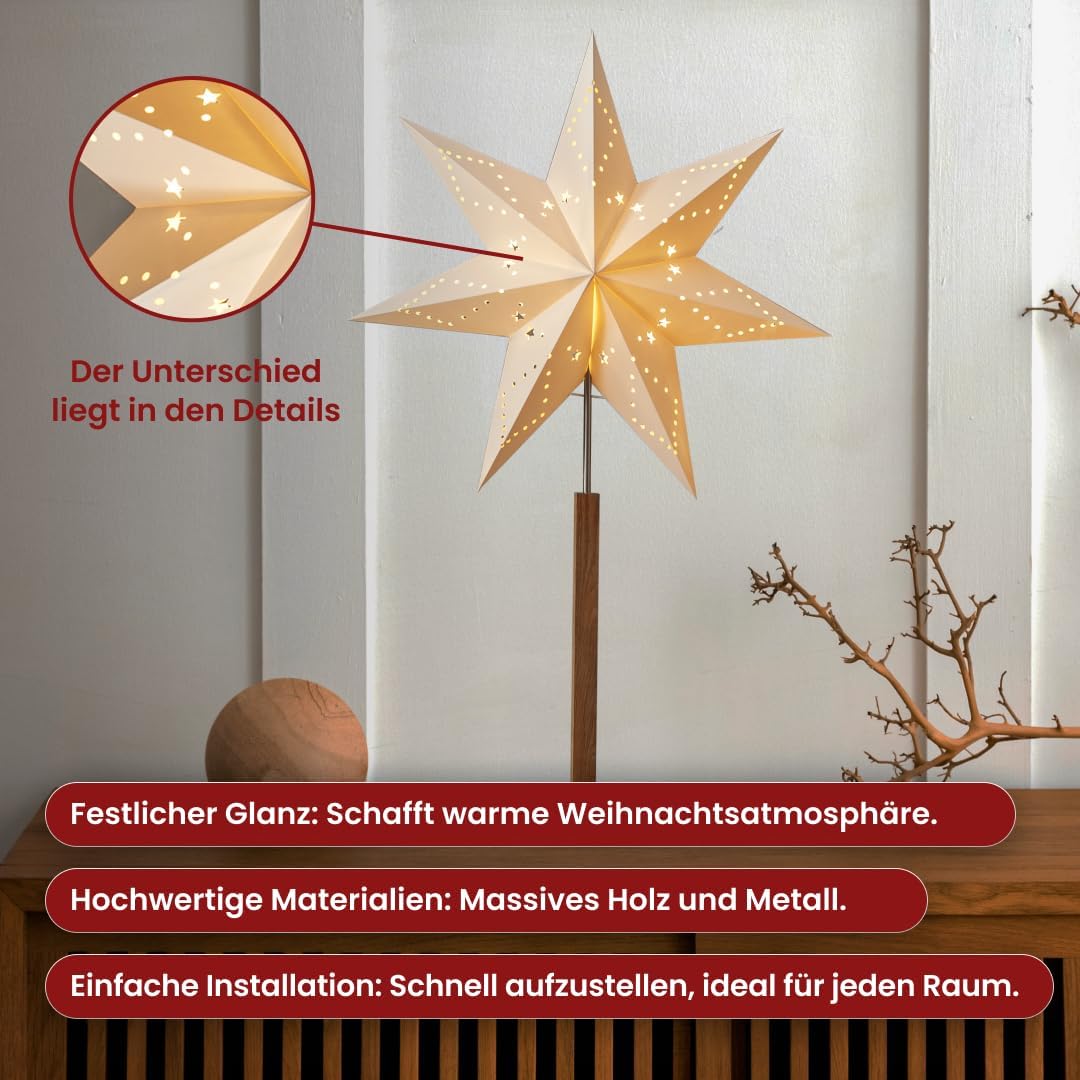 Fensterstern mit Beleuchtung | Weihnachtsdeko Fenster Beleuchtet| Weihnachtsdeko Innen | Papierstern