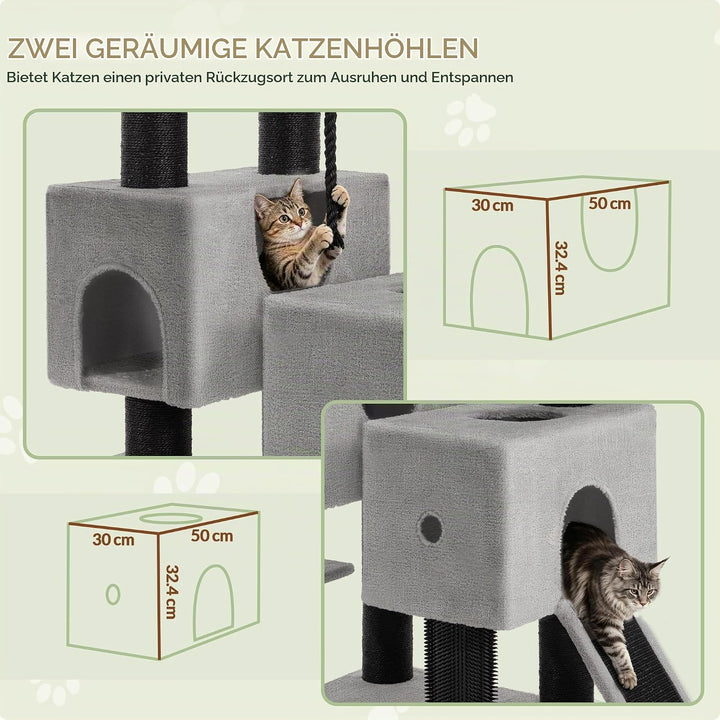 Kratzbaum für Grosse Katzen Stabil, 160 cm Katzenbaum für Maine Coons, 11 cm Dicker Sisalpfosten, 2
