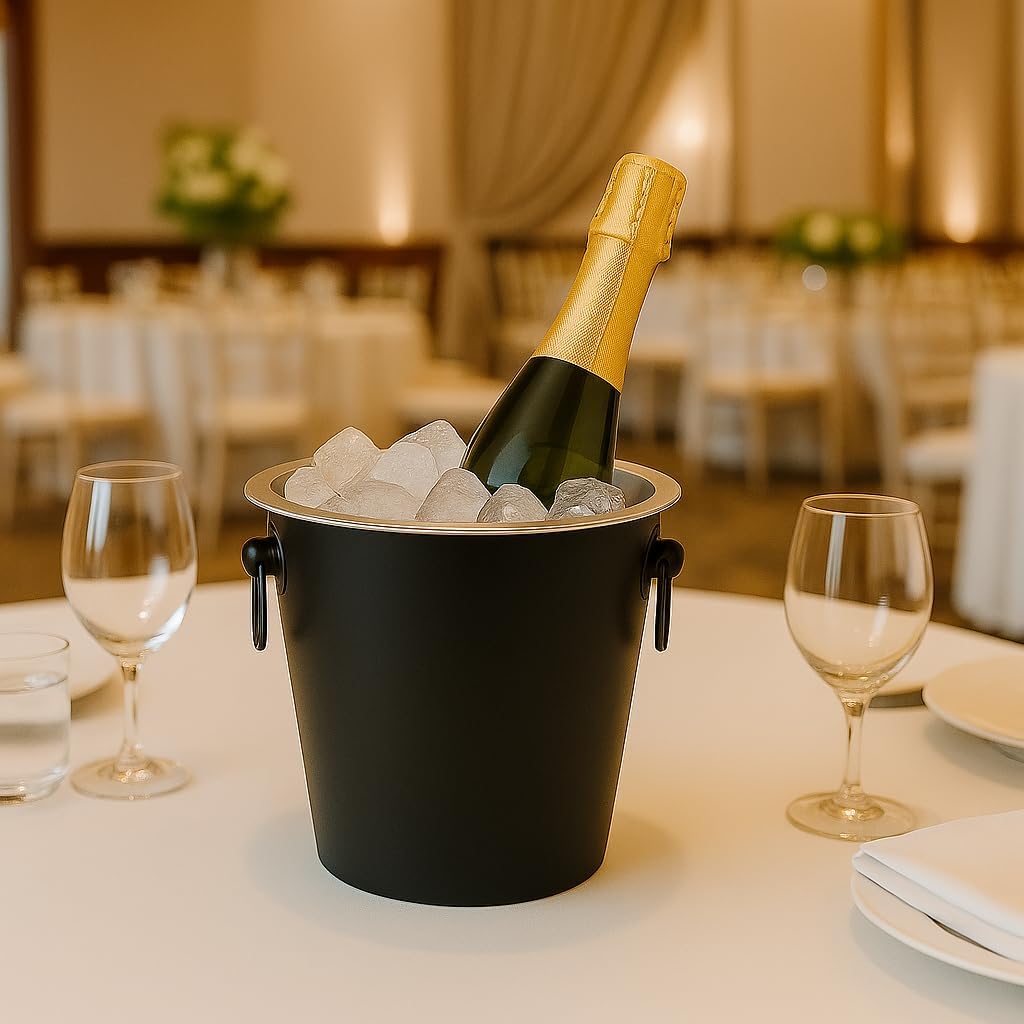 Sektkühler Edelstahl Gross Glänzend/Matt mit Ringgriffen Eimer Weinkühler Champagnerkühler Flaschenk