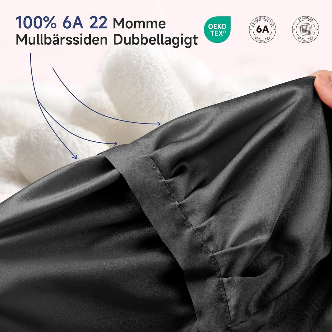 Kaome 22 Momme 100% Maulbeerseide Schlafmütze Verstellbar, 6A Doppelseitige Nachtmütze aus Seide, Fü