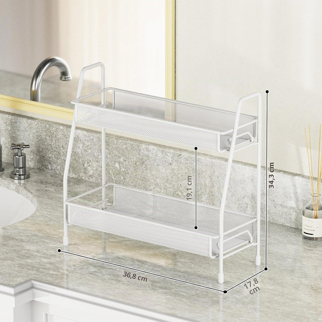EKNITEY Badezimmer Organizer Aufbewahrung – 2 Tier Küchen Gewürzregal Bathroom Organizer for Vanity