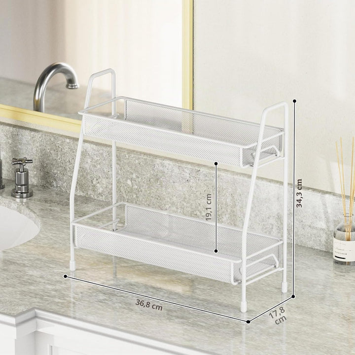 EKNITEY Badezimmer Organizer Aufbewahrung – 2 Tier Küchen Gewürzregal Bathroom Organizer for Vanity