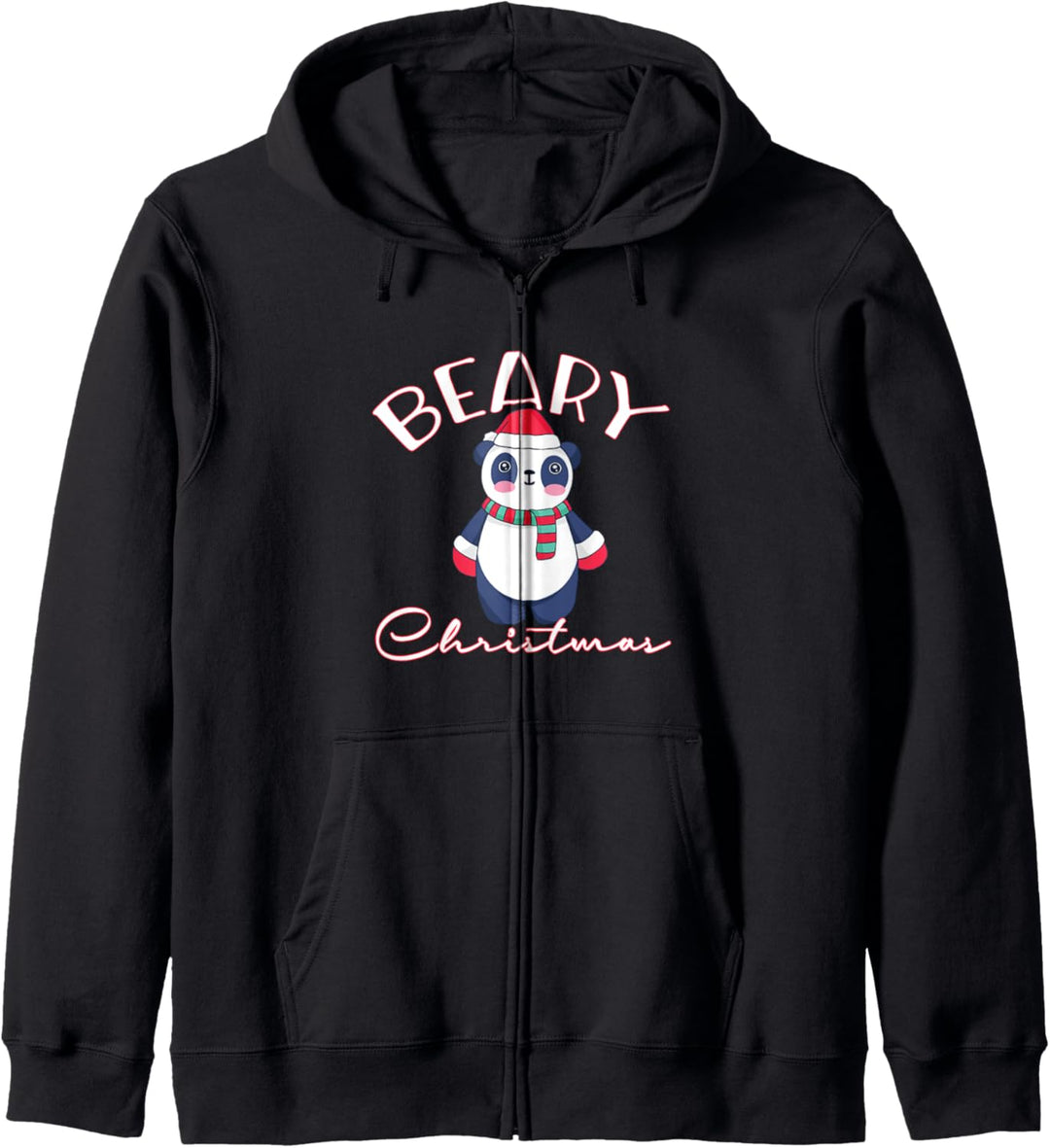 BEARY CHRISTMAS Süsser Pandabär Weihnachtsmannhut Schal Meme Kapuzenjacke