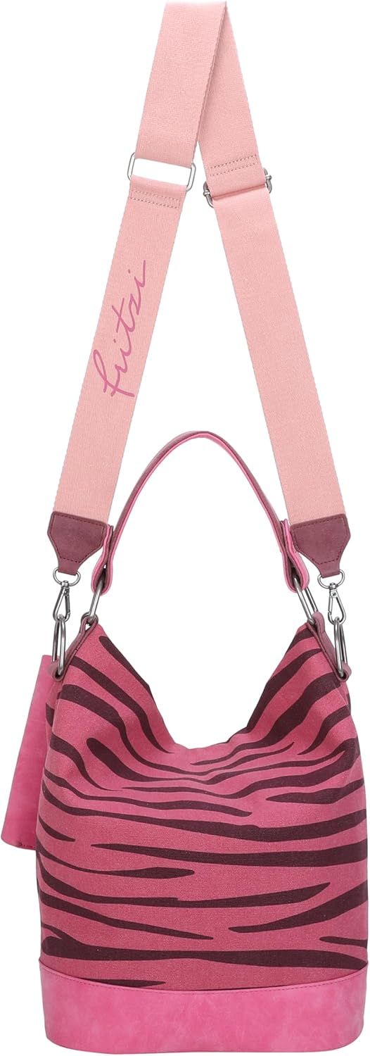 Fritzi aus Preussen Damen Izzy07 Canvas Hobo-Tasche Zebra Pink, Zebra Pink
