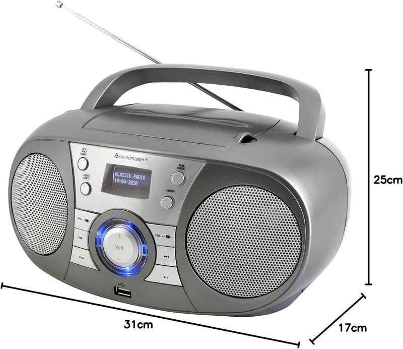 Soundmaster SCD1800TI tragbares Digitalradio CD-Player DAB+ UKW-RDS USB AUX Bluetooth