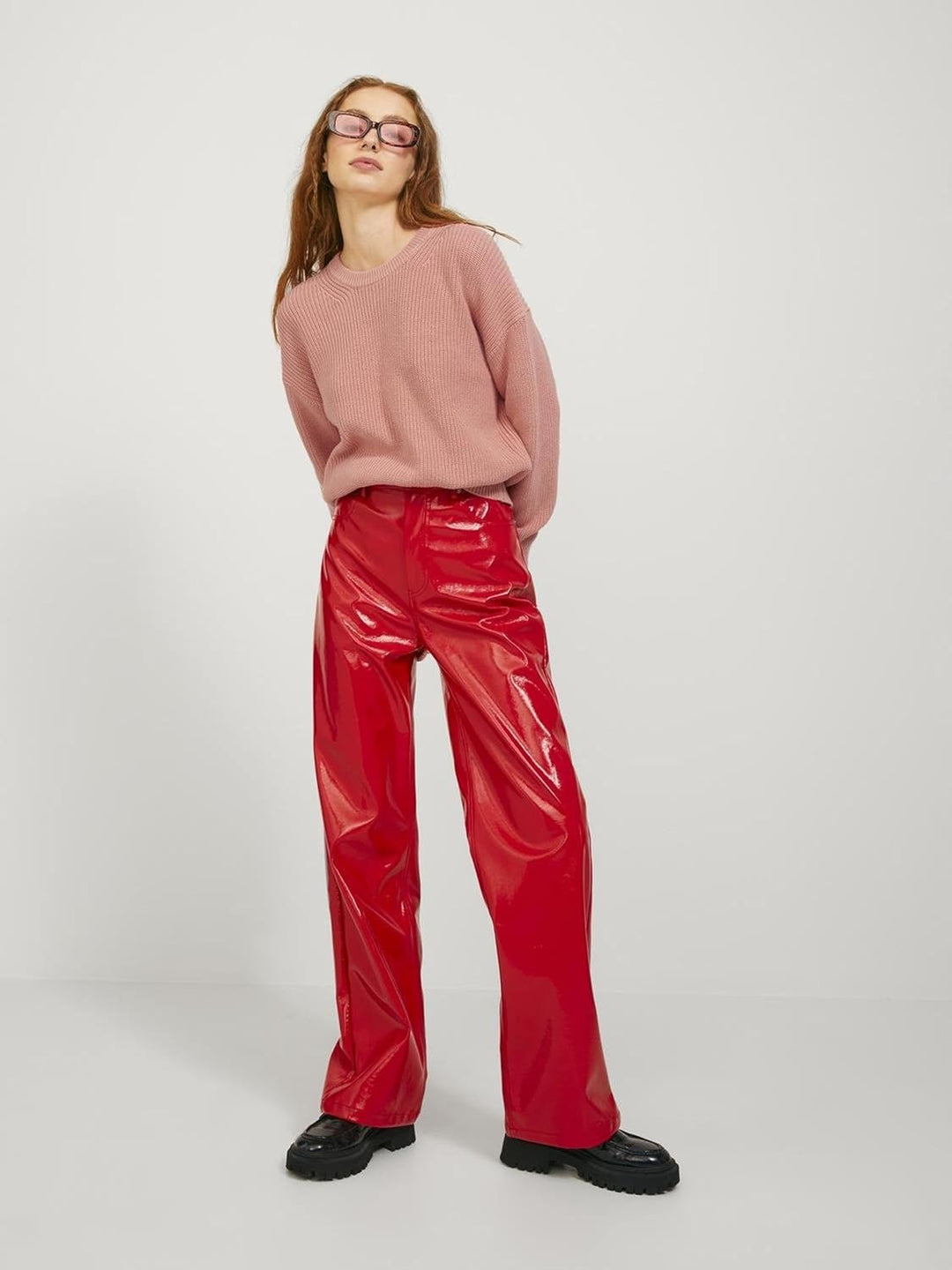 JDY Damen Jjxx Jxmila Ls Twist Crew Neck Knit Noos M Coral Haze, M Coral Haze
