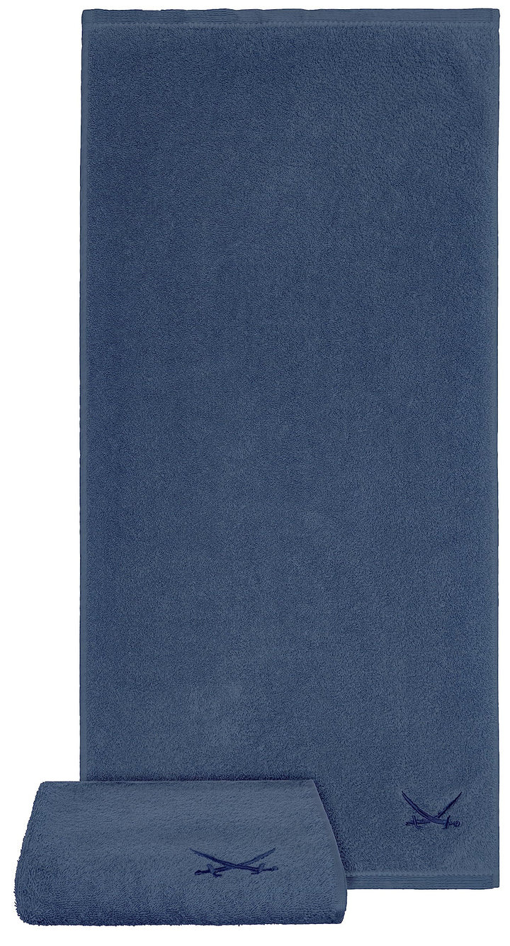 Sansibar Duschtuch 70x140 cm mit gesticktem Säbel Logo Badtuch Handtuch 100% Baumwolle (2er Set, Bla