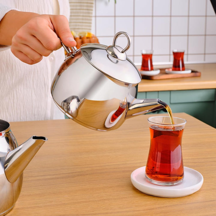 Karaca Belinay Midi Caydanlik - Türkische Teekanne Induktion 1,6L Wasserkocher + 1L Demlik mit Decke
