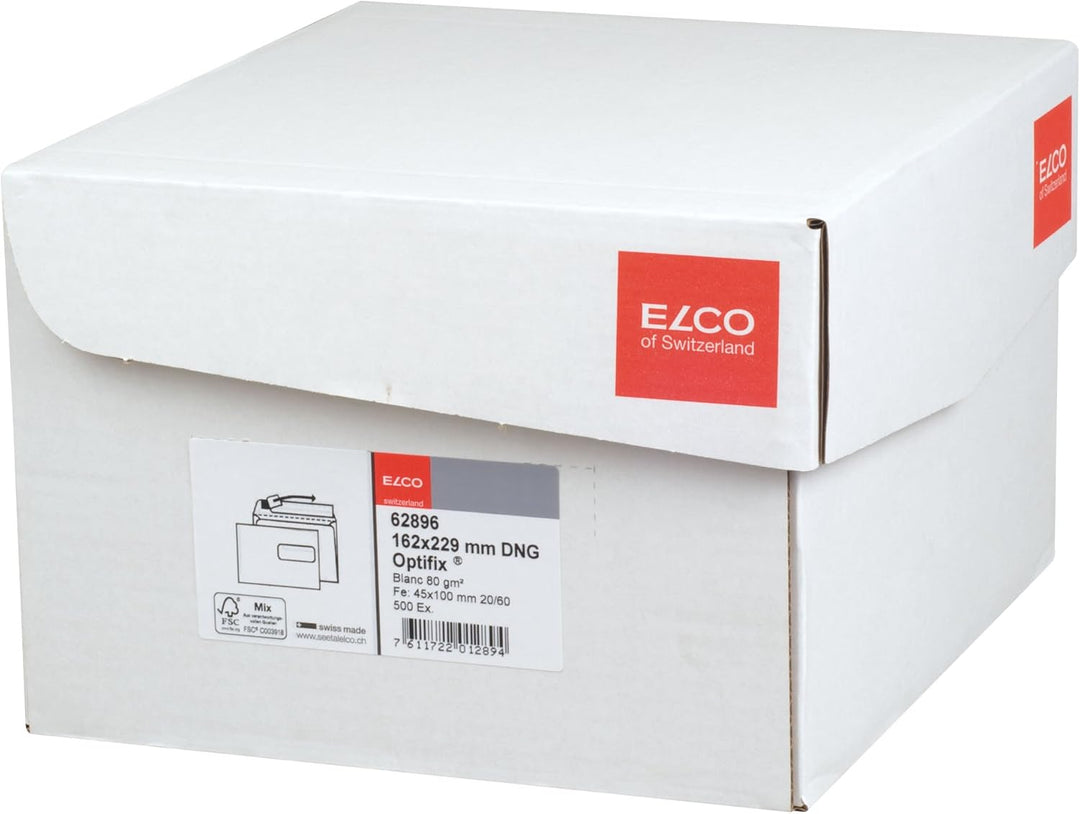 Elco 62896 Briefumschläge mit Fenster, Format C5, Weiss, 500 Stück Einzigartig, Einzigartig